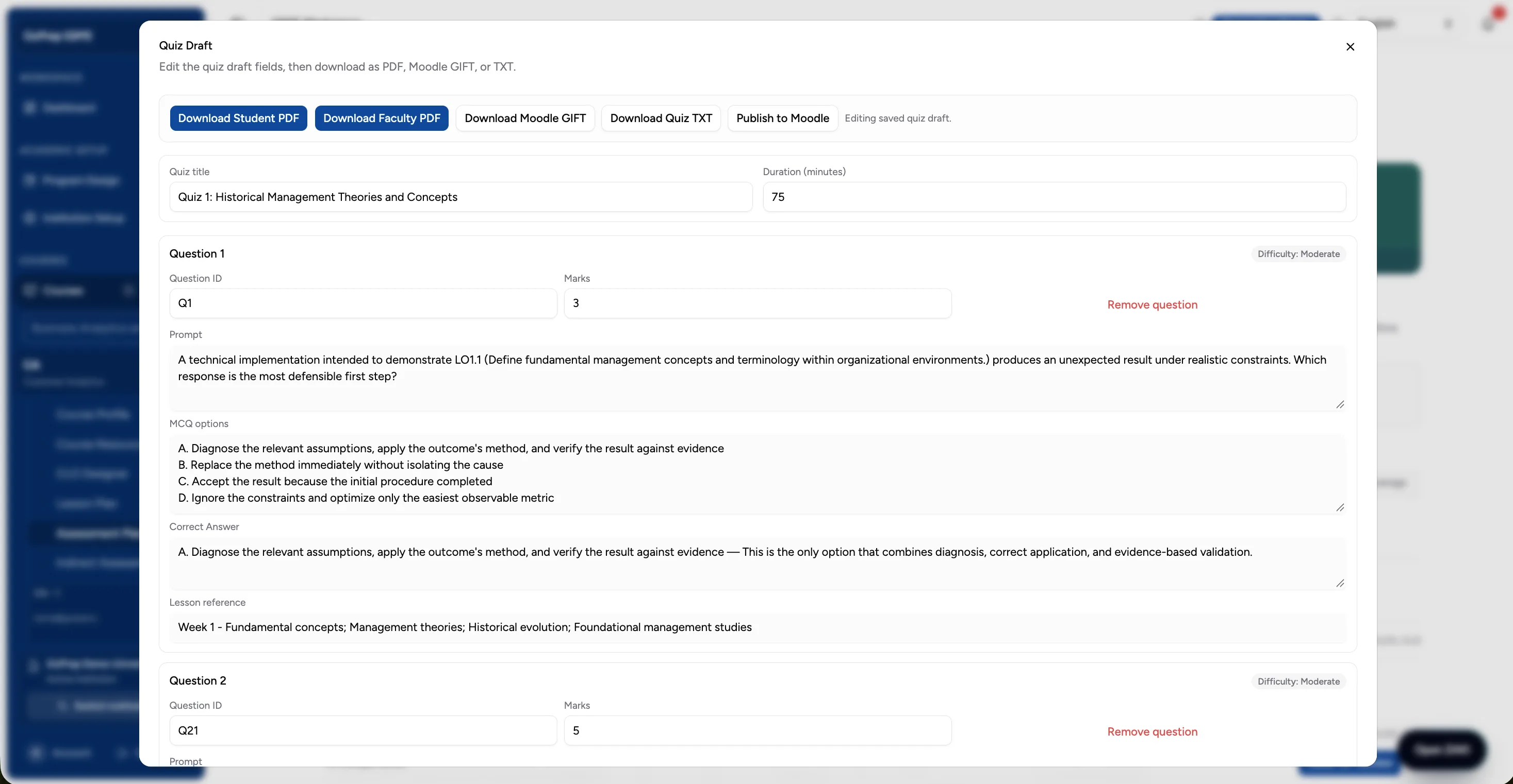 IQMS quiz builder